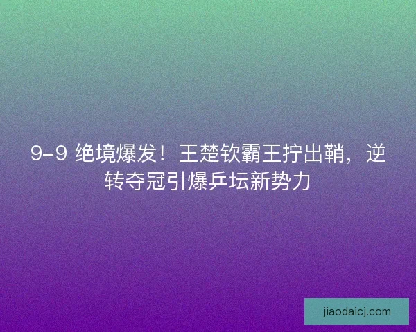 9-9 绝境爆发！王楚钦霸王拧出鞘，逆转夺冠引爆乒坛新势力